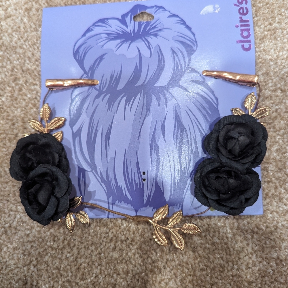 🦩New Claire's Floral Hair Bun Wrap Clip
